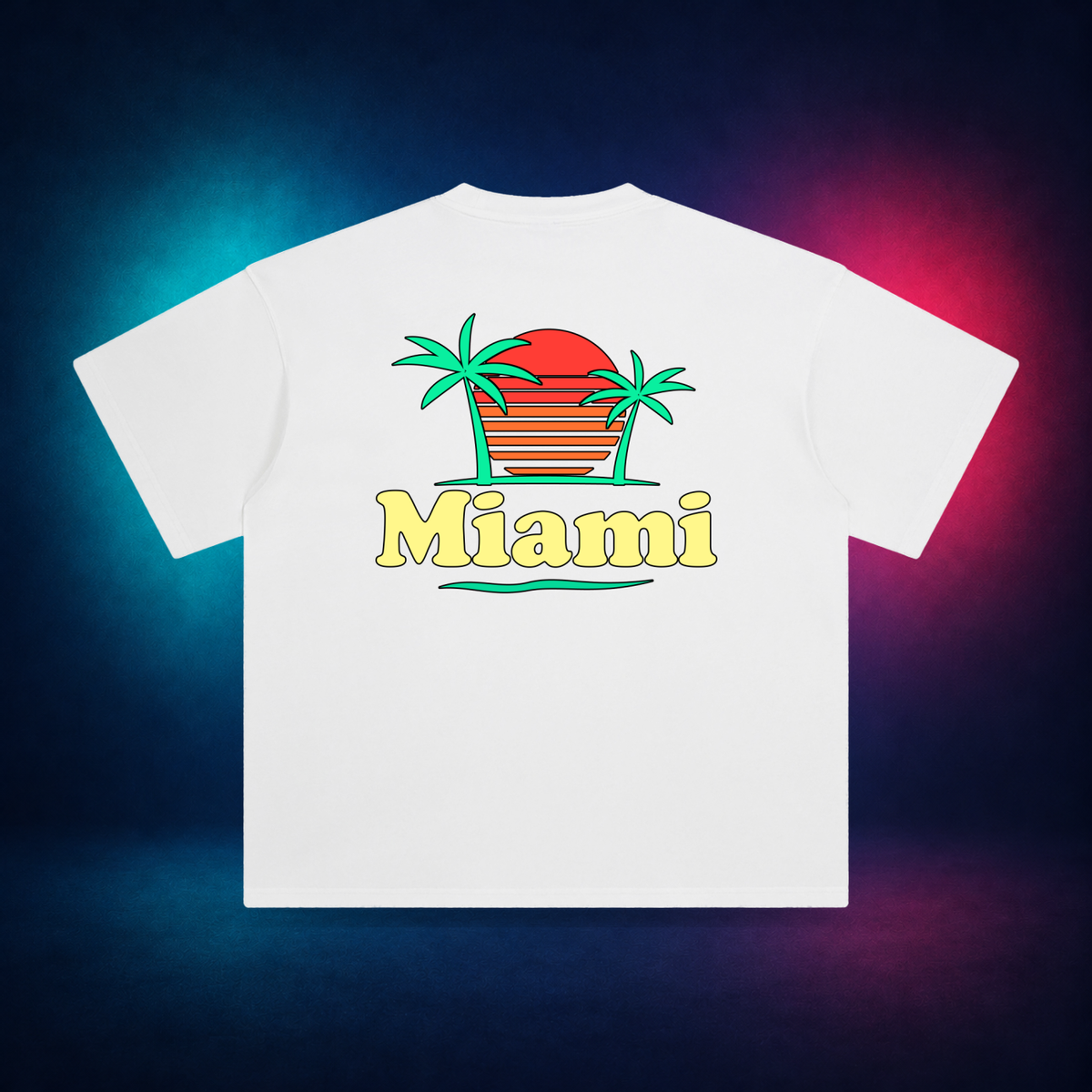 Miami — White — large back print | Vision Neon midnight studio