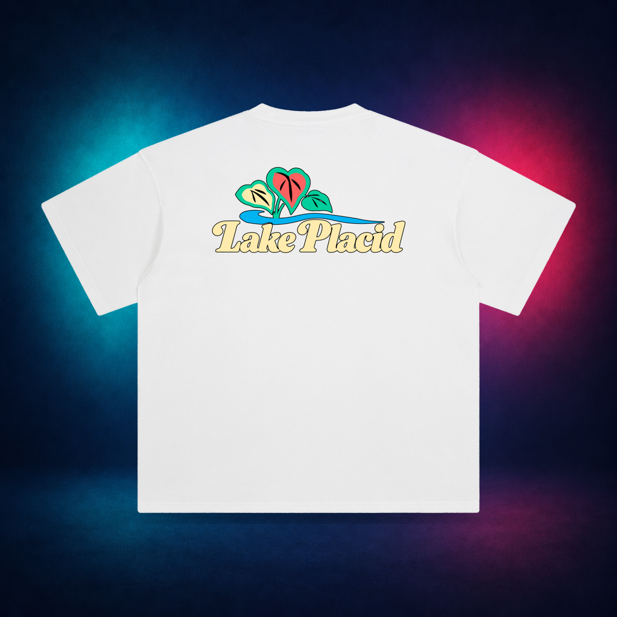 Lake Placid — White — large back print | Vision Neon midnight studio
