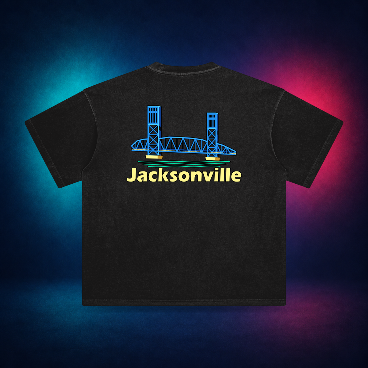 Jacksonville — Retro Black — large back print | Vision Neon midnight studio