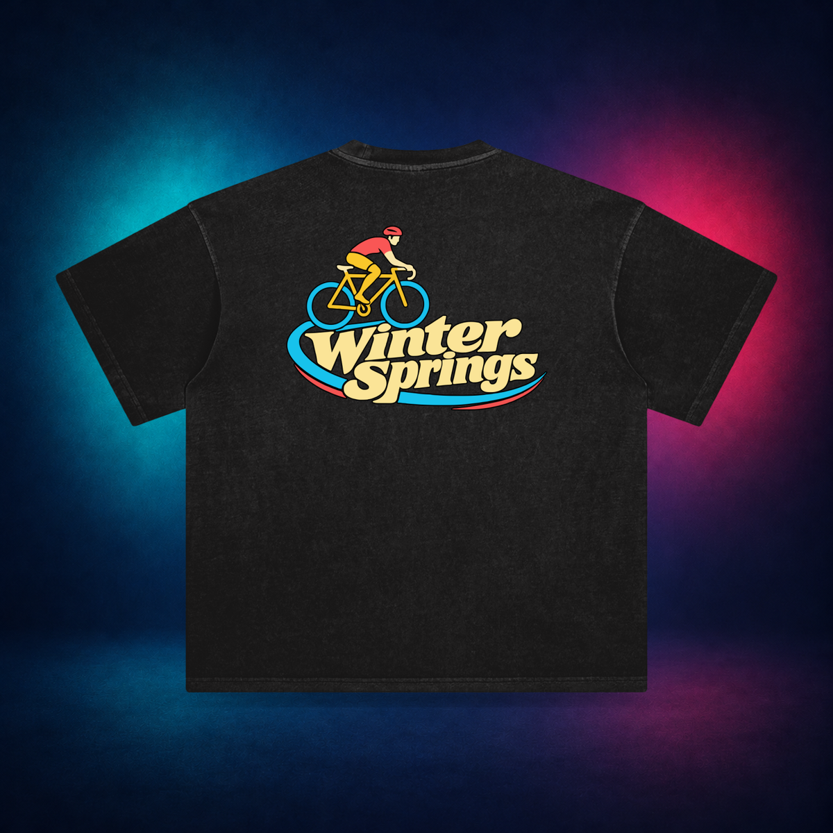 Winter Springs — Retro Black — large back print | Vision Neon midnight studio