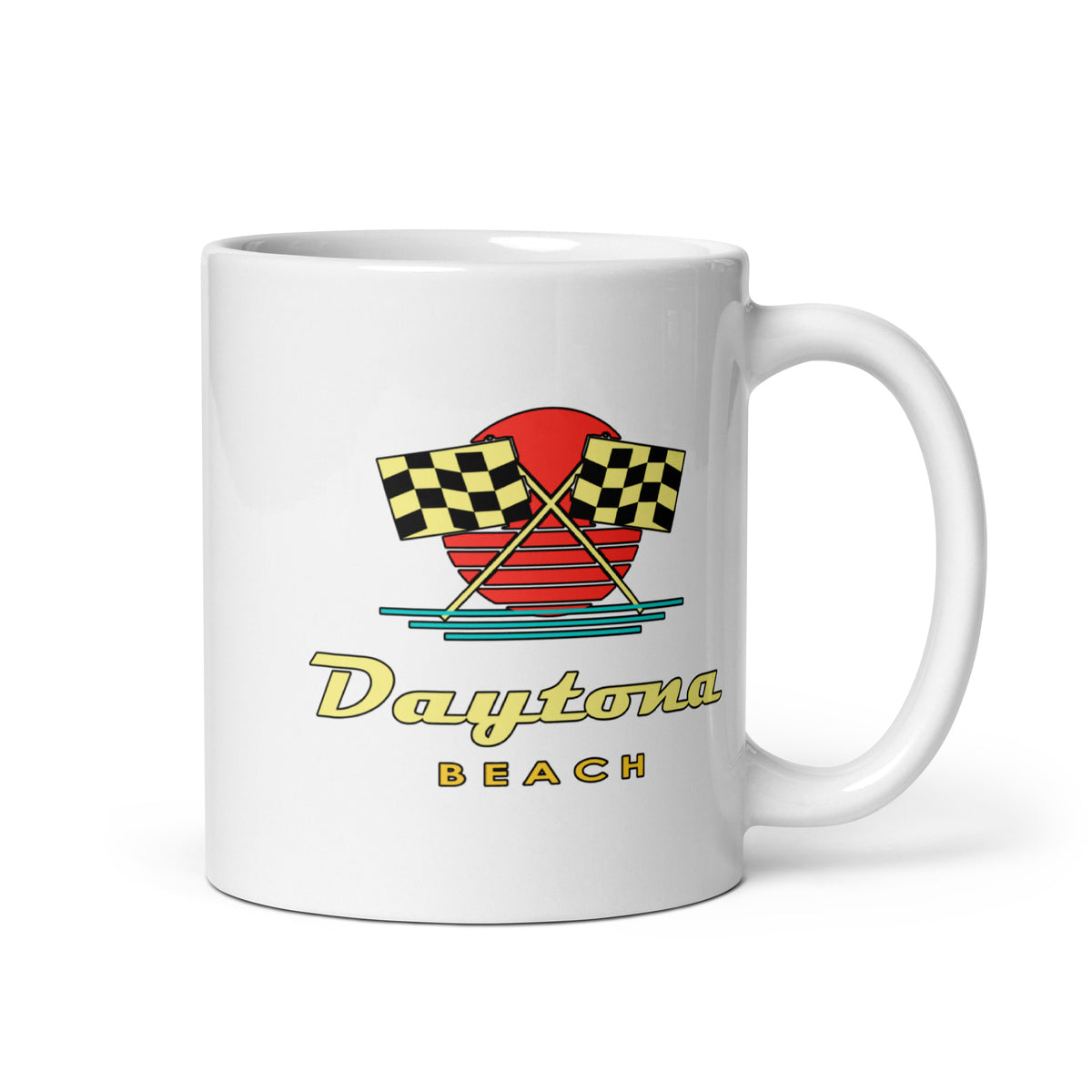 Daytona Beach — White mug, 11 oz, logo on both sides