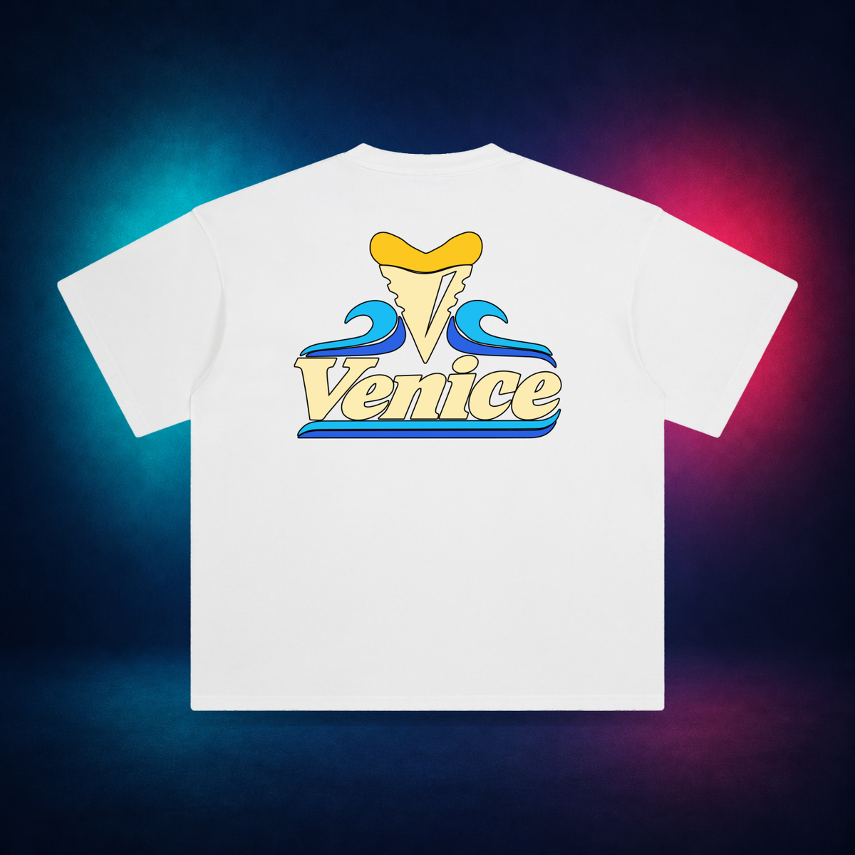 Venice — White — large back print | Vision Neon midnight studio
