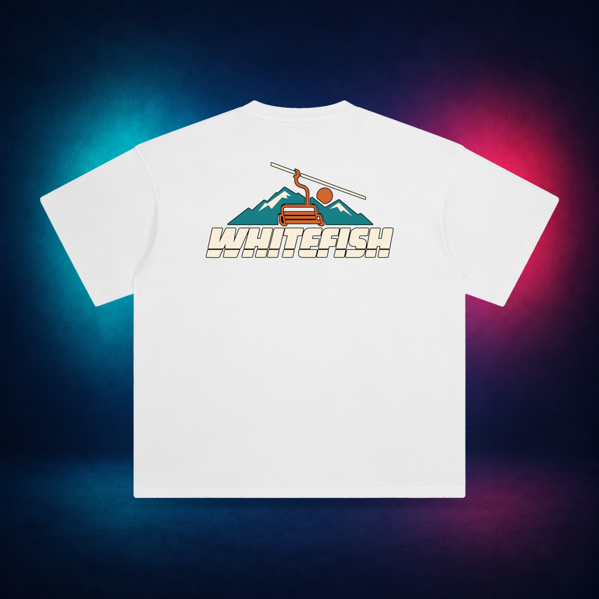 Whitefish — White — back only print | Vision Neon midnight studio