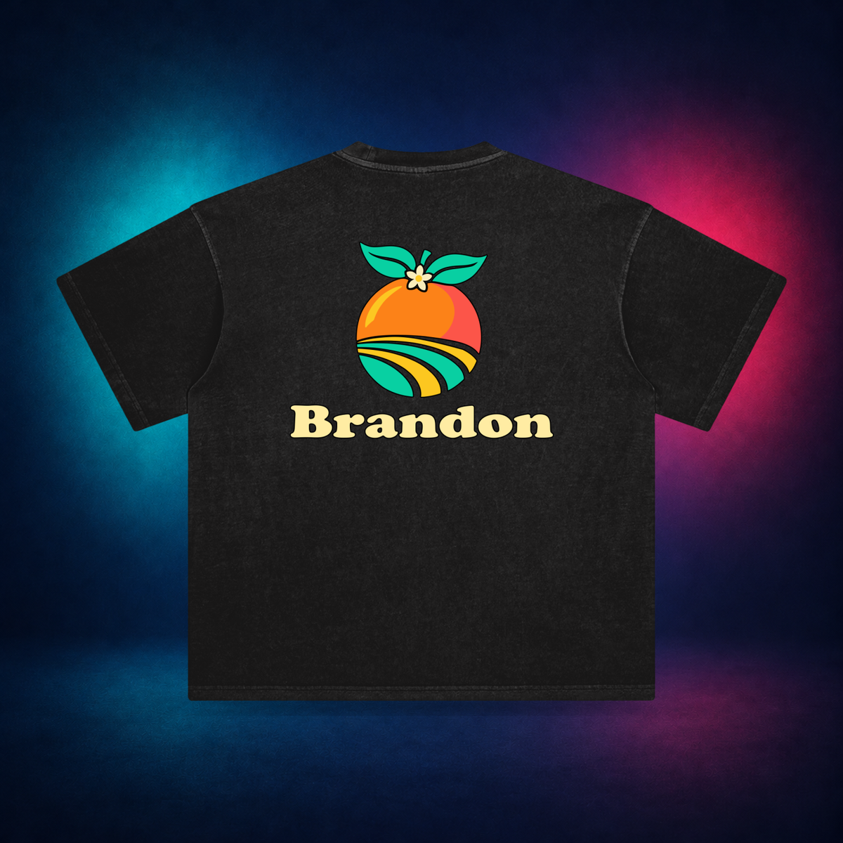 Brandon — Retro Black — large back print | Vision Neon midnight studio