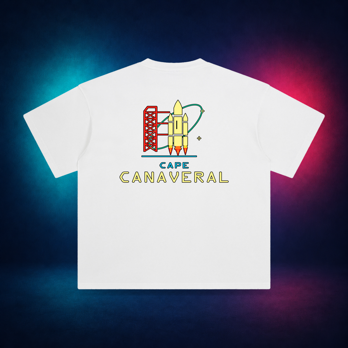 Cape Canaveral — White — large back print | Vision Neon midnight studio