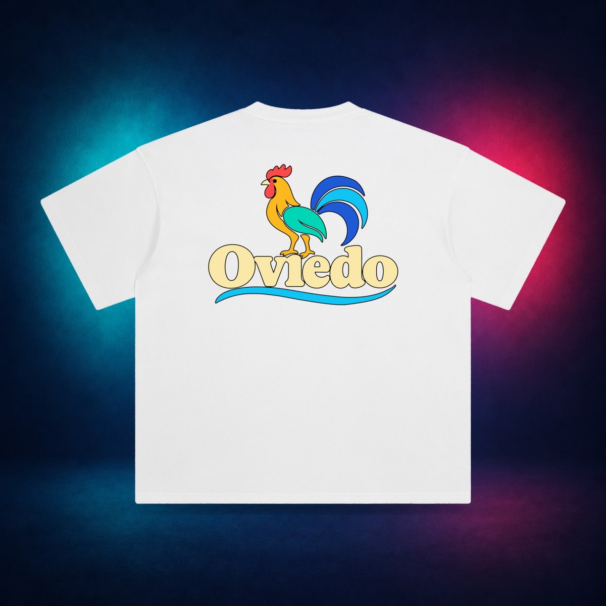 Oviedo — White — large back print | Vision Neon midnight studio