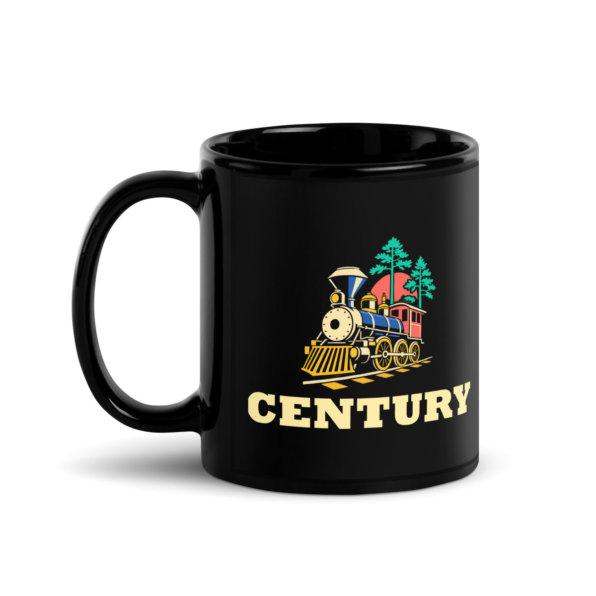 Century — Black mug, 11 oz, left side, logo on both sides