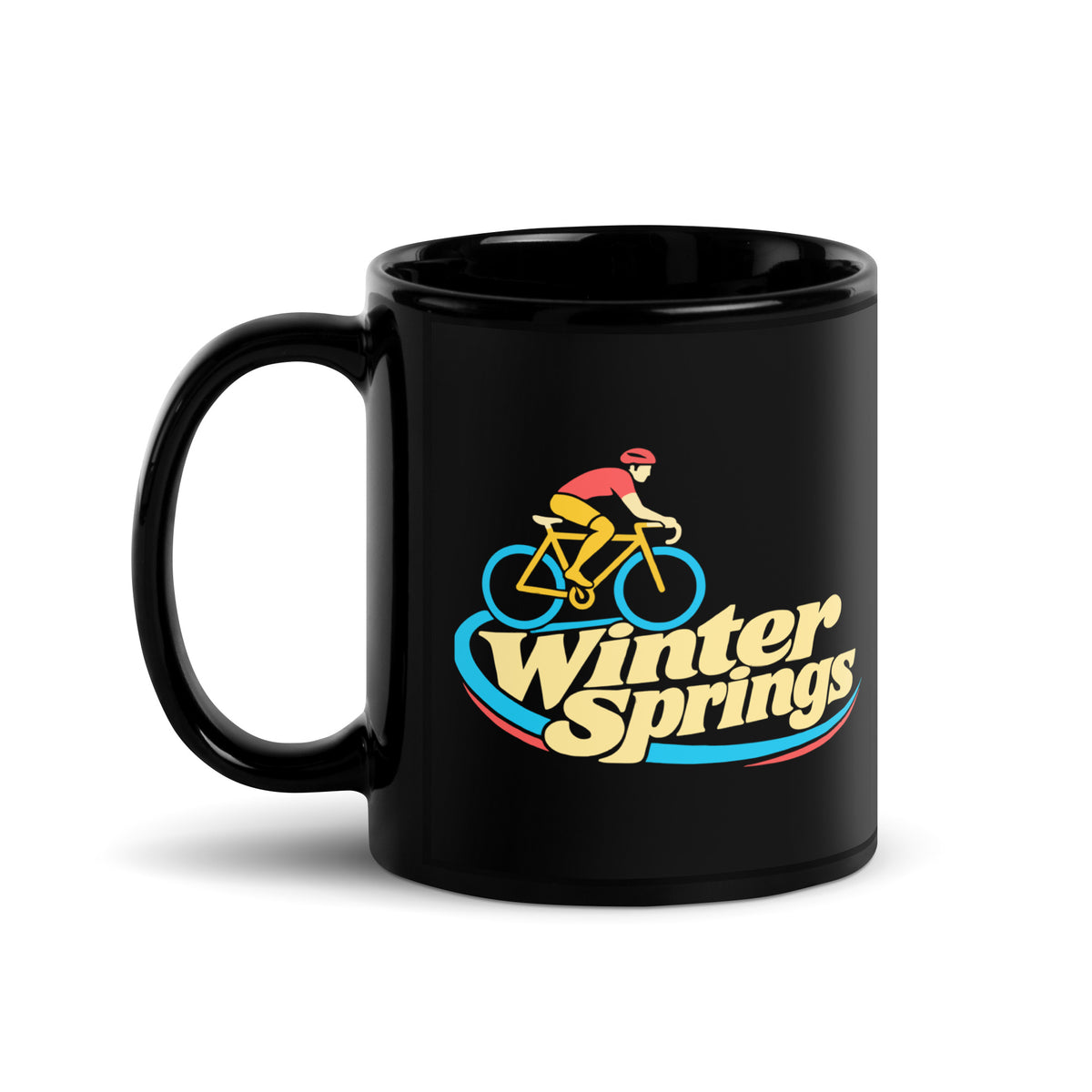 Winter Springs — Black mug, 11 oz, left side, logo on both sides