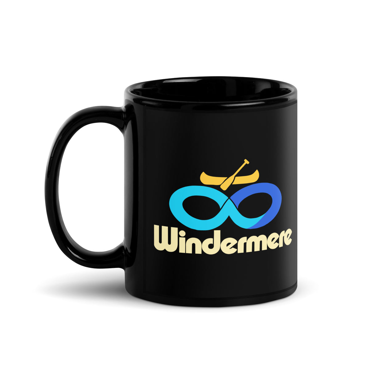 Windermere — Black mug, 11 oz, left side, logo on both sides