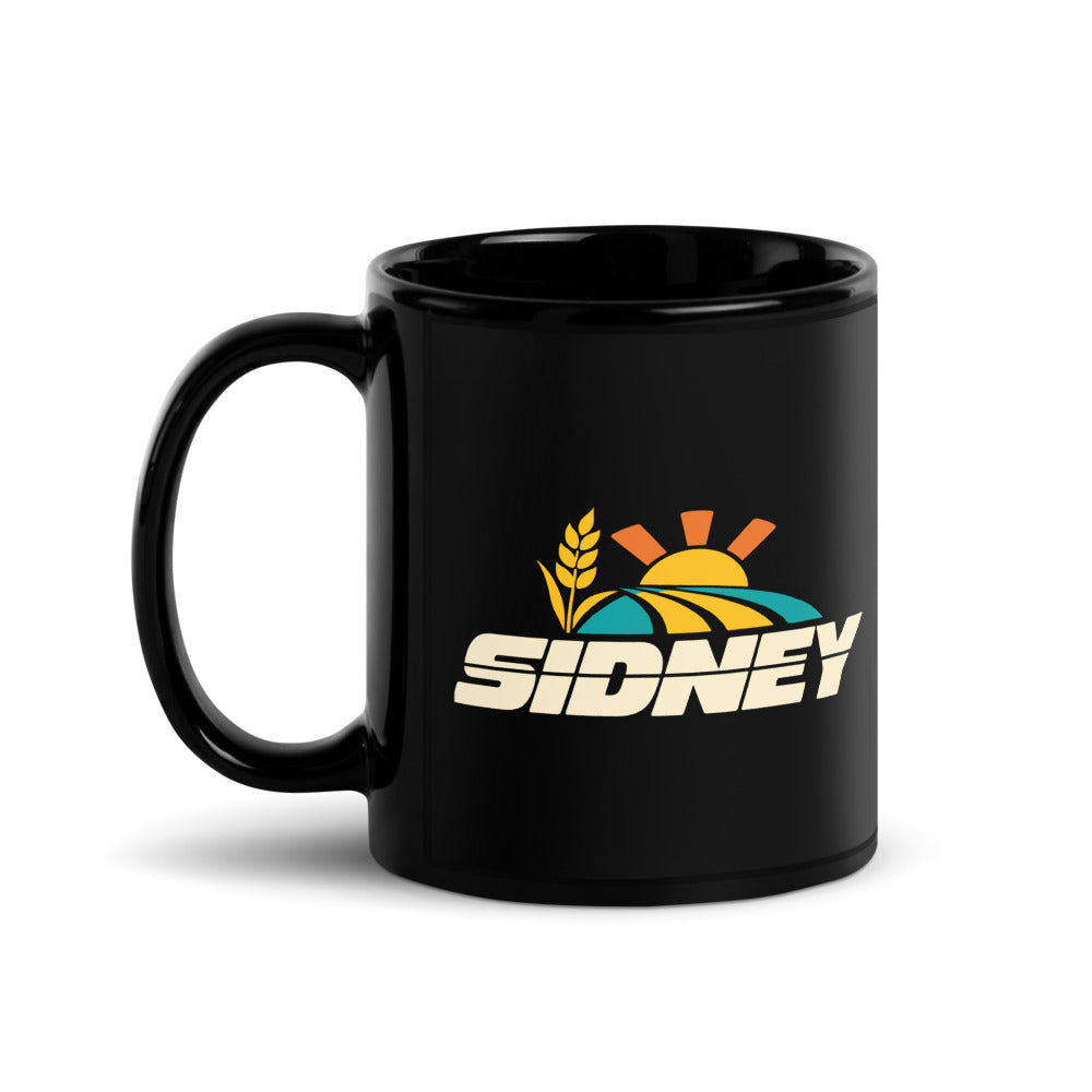 Sidney — black mug, 11 oz, left side, logo on both sides
