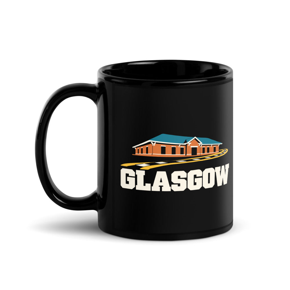Glasgow — black mug, 11 oz, left side, logo on both sides