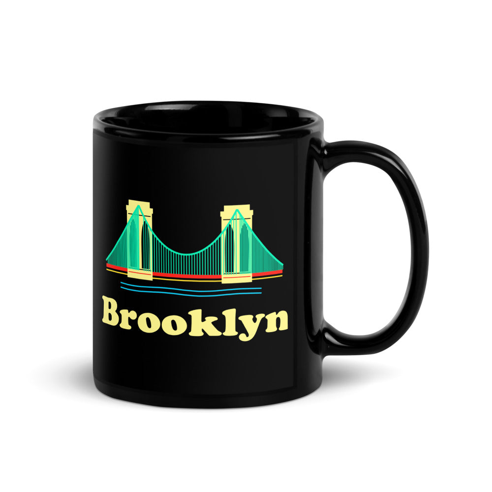 Brooklyn — black mug, 11 oz, right side, logo on both sides