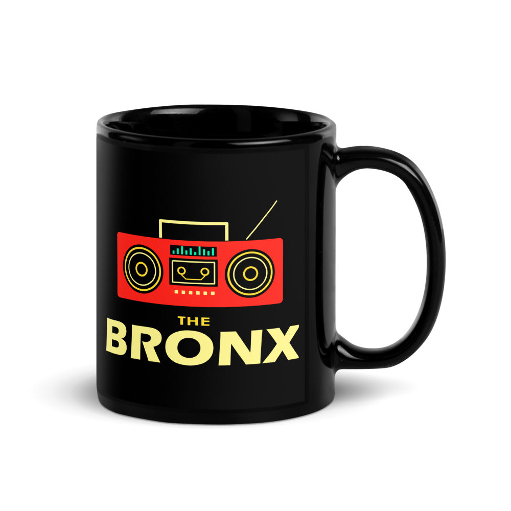 The Bronx — black mug, 11 oz, right side, logo on both sides