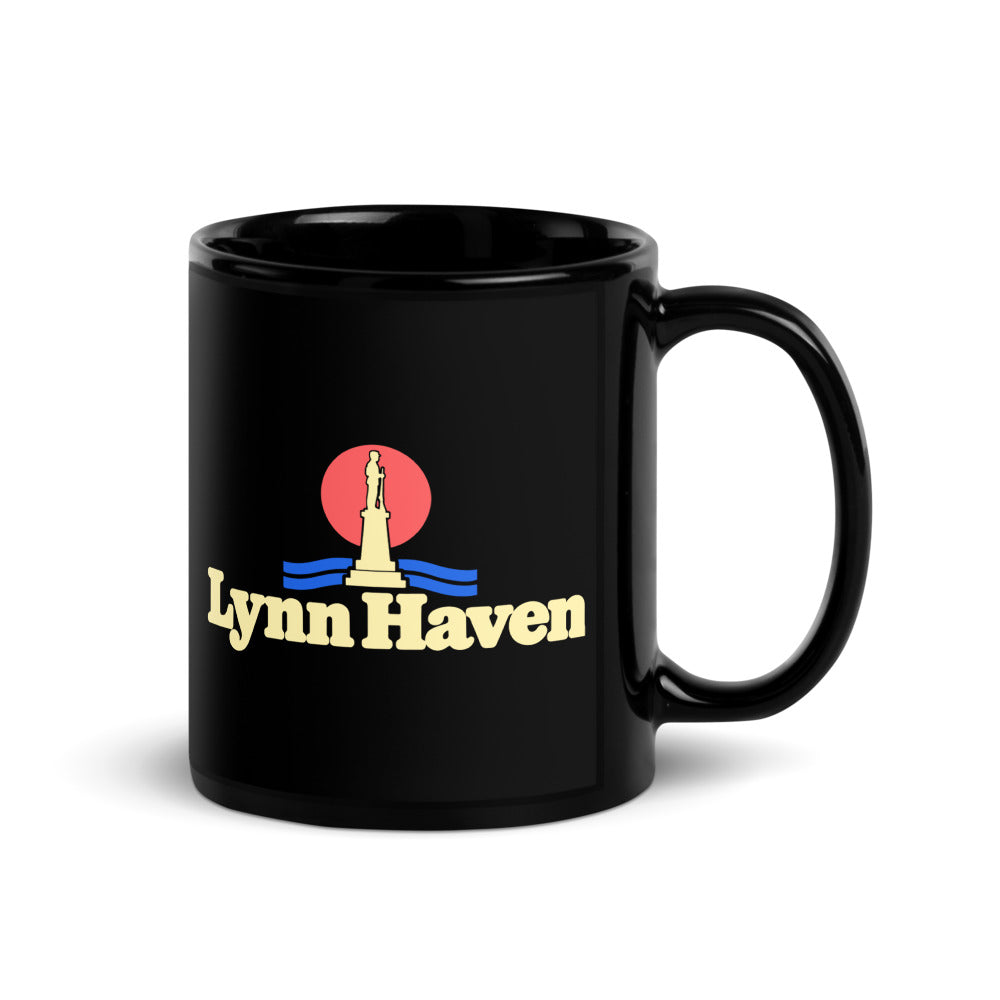 Lynn Haven — black mug, 11 oz, right side, logo on both sides
