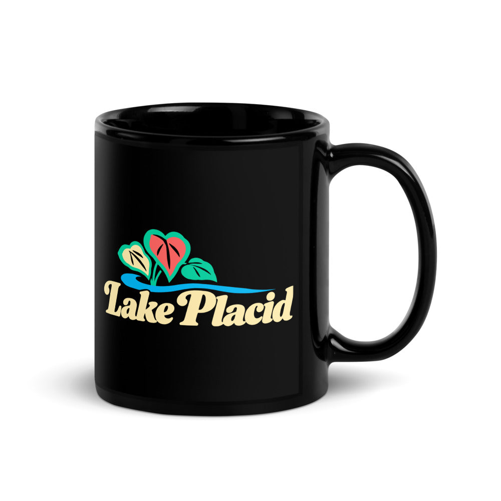 Lake Placid — black mug, 11 oz, right side, logo on both sides