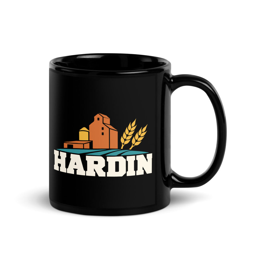 Hardin — black mug, 11 oz, right side, logo on both sides