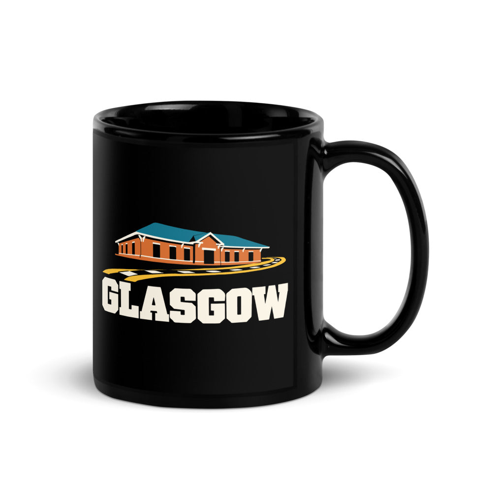 Glasgow — black mug, 11 oz, right side, logo on both sides