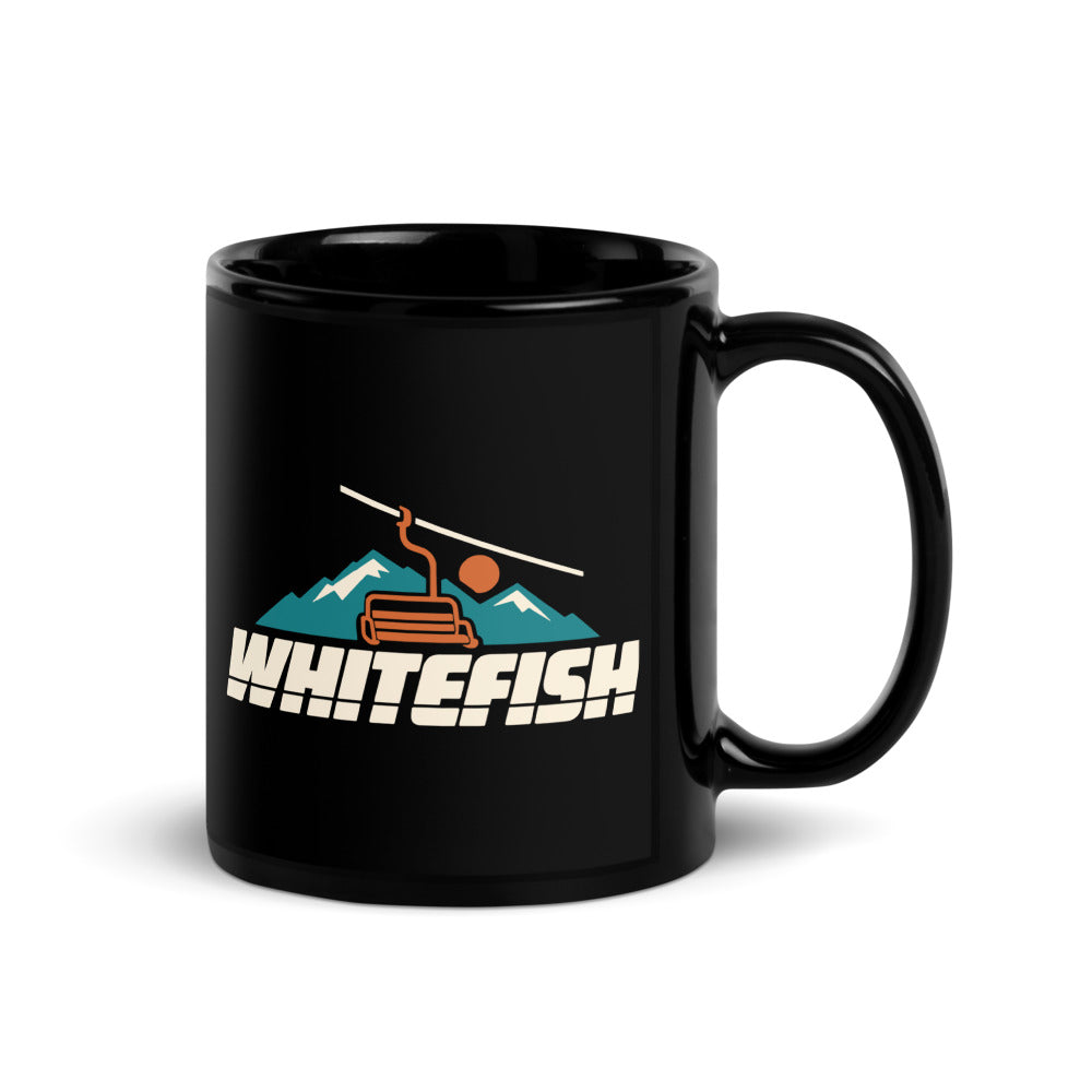 Whitefish — black mug, 11 oz, right side, logo on both sides