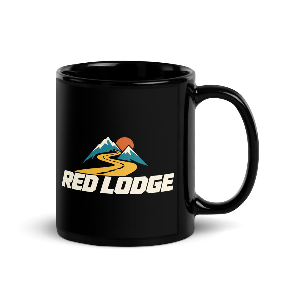 Red Lodge — black mug, 11 oz, right side, logo on both sides