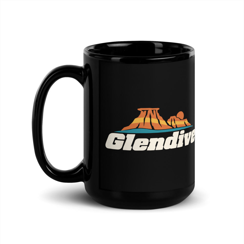 Glendive — black mug, 15 oz, left side, logo on both sides