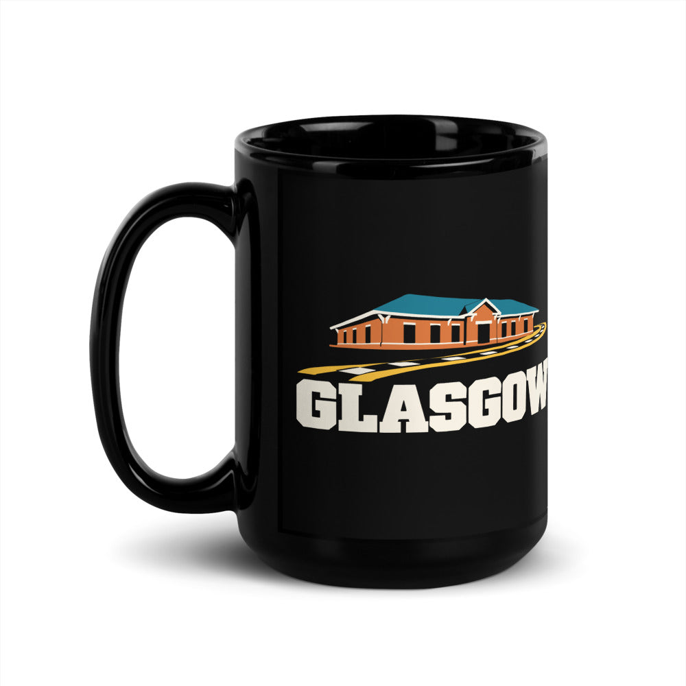 Glasgow — black mug, 15 oz, left side, logo on both sides