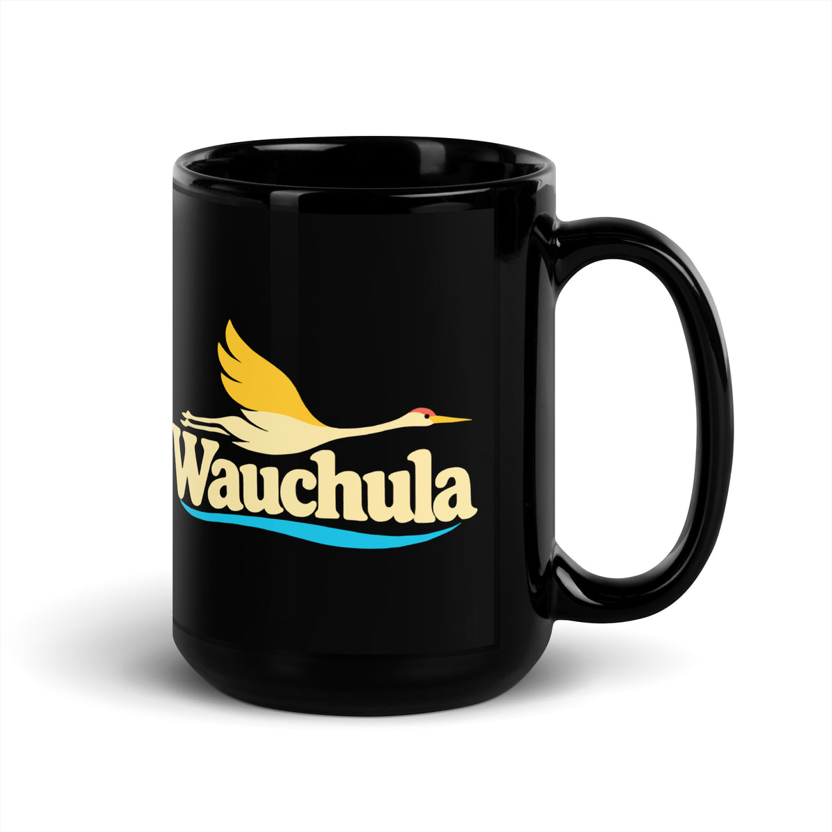 Wauchula — Black mug, 15 oz, right side, logo on both sides