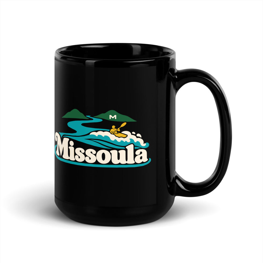 Missoula — black mug, 15 oz, right side, logo on both sides