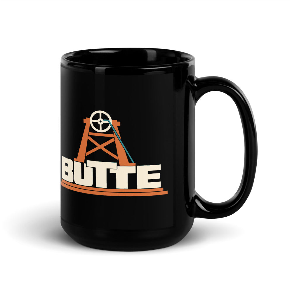 Butte — black mug, 15 oz, right side, logo on both sides