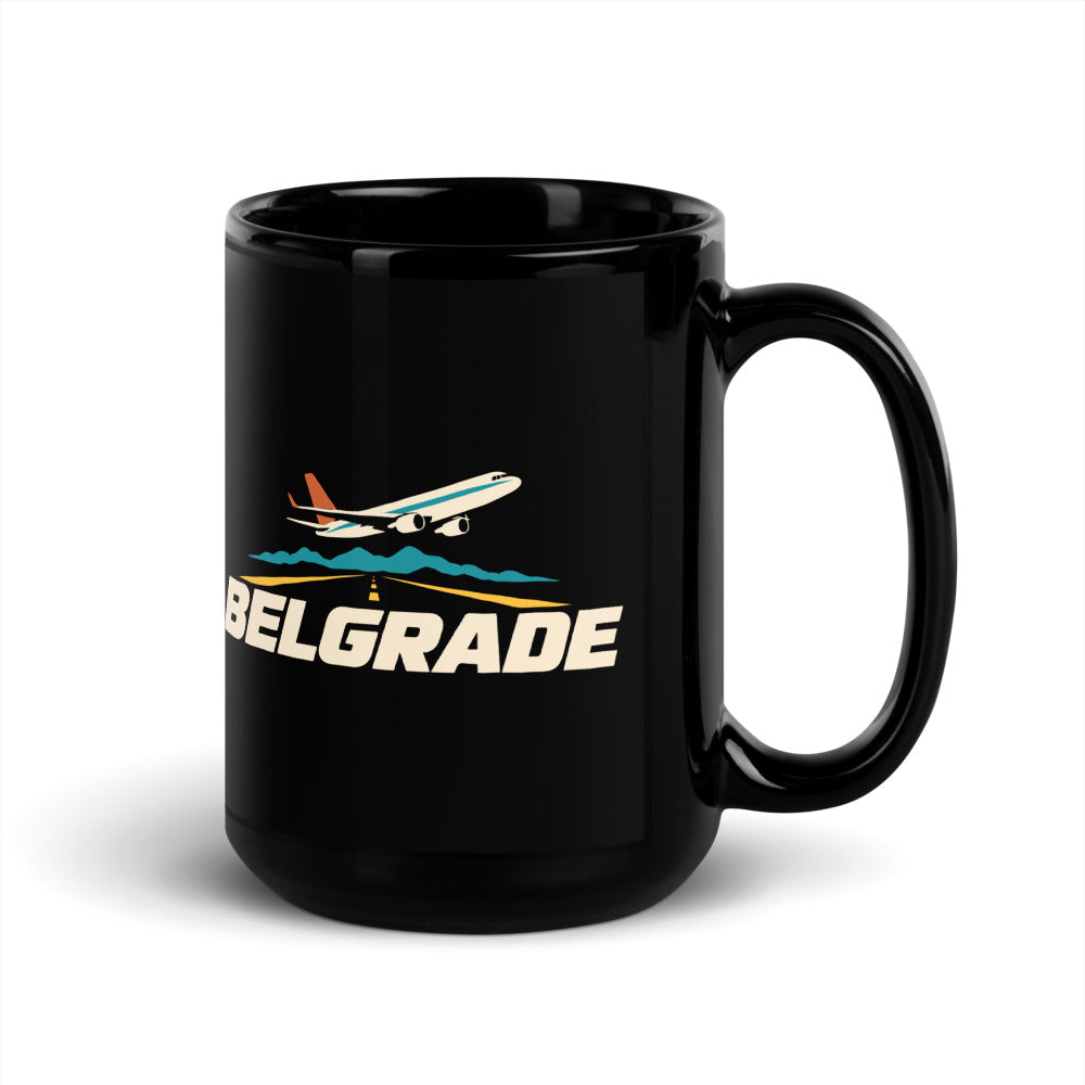 Belgrade — black mug, 15 oz, right side, logo on both sides