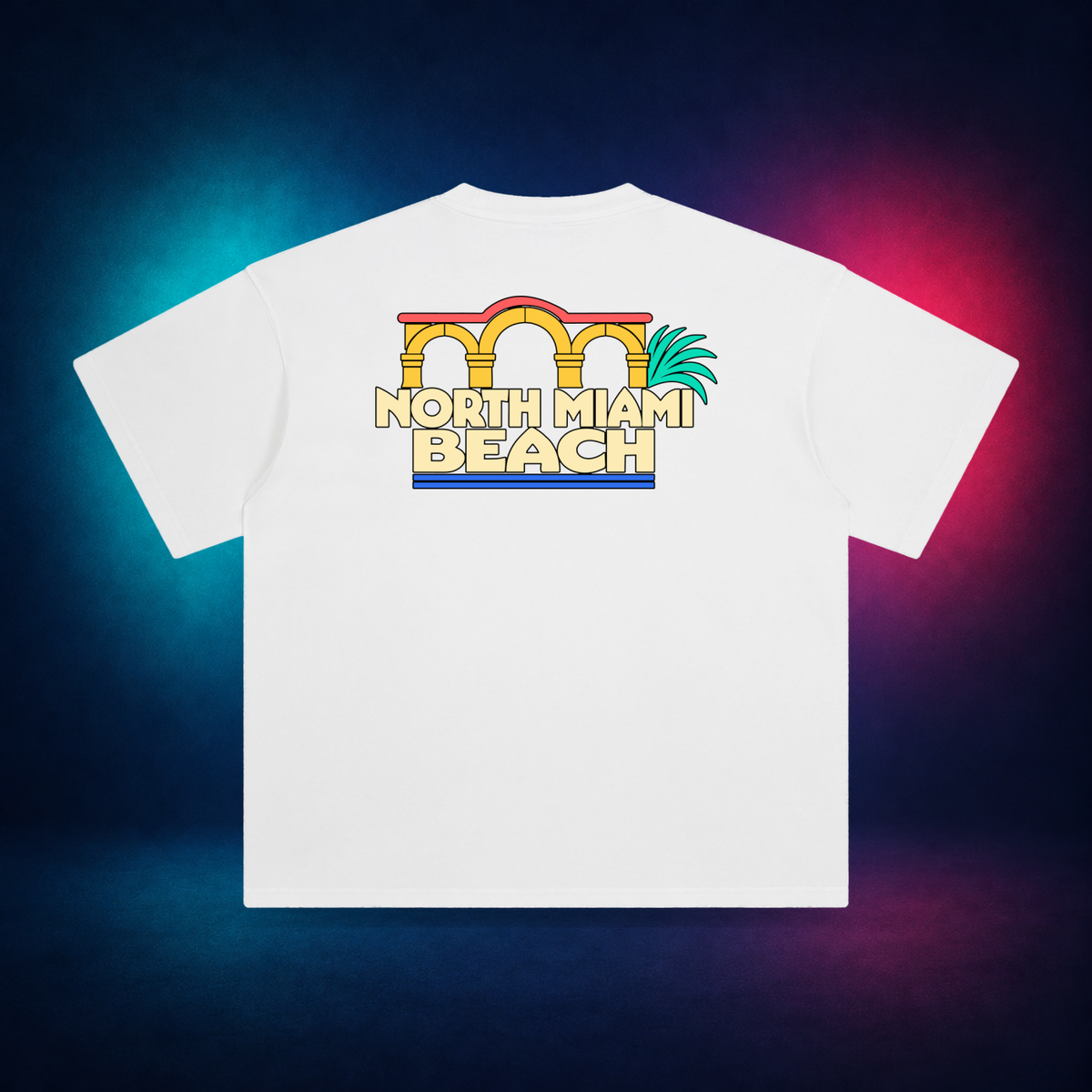 North Miami Beach — White — large back print | Vision Neon midnight studio