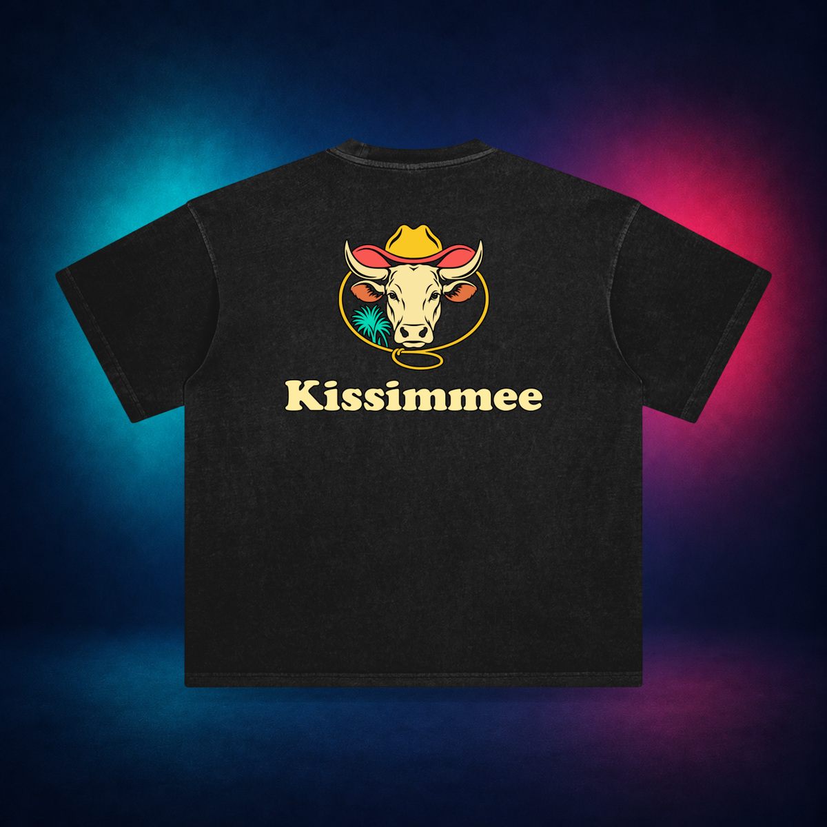 Kissimmee — Retro Black — large back print | Vision Neon midnight studio