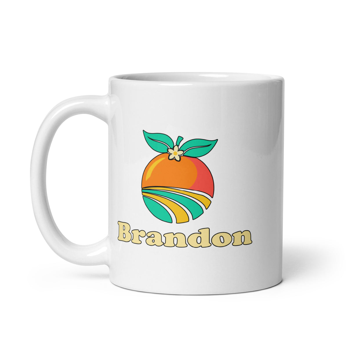 Brandon — White mug, 11 oz, left side, logo on both sides