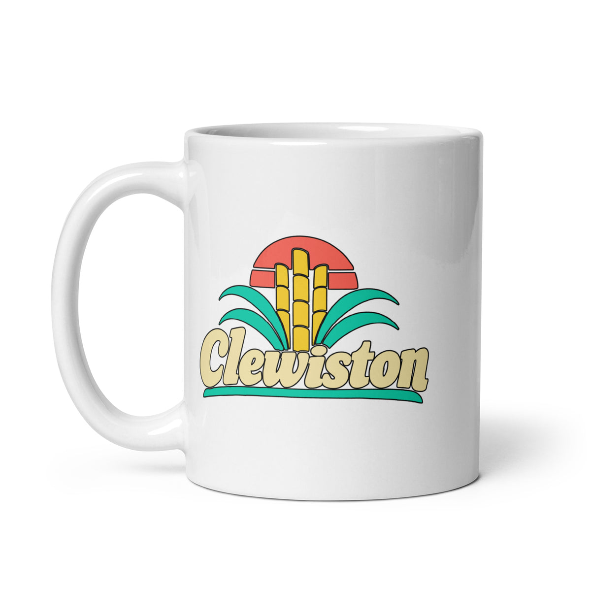 Clewiston — White mug, 11 oz, left side, logo on both sides
