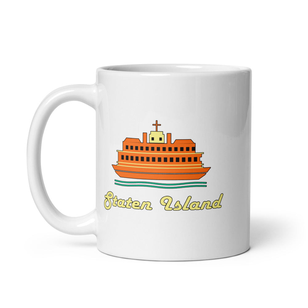Staten Island — white mug, 11 oz, left side, logo on both sides
