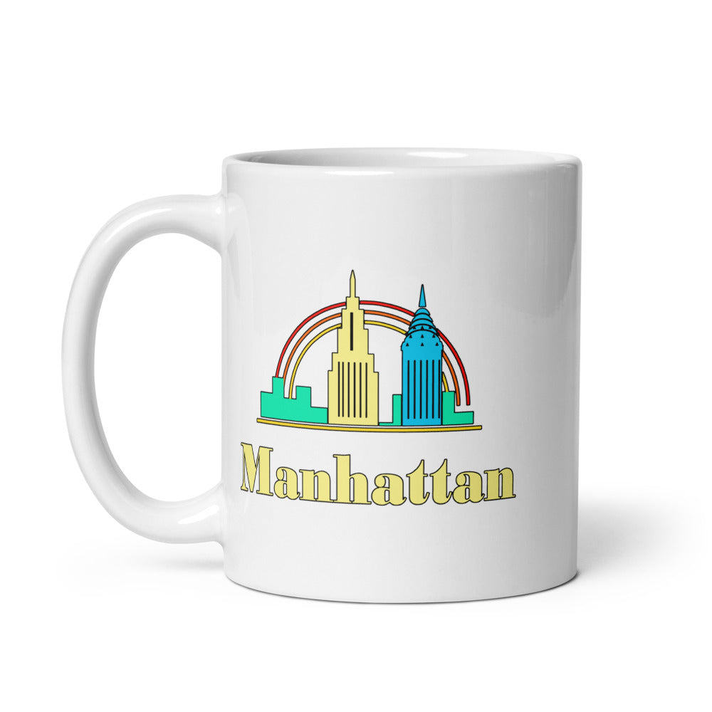 Manhattan — white mug, 11 oz, left side, logo on both sides
