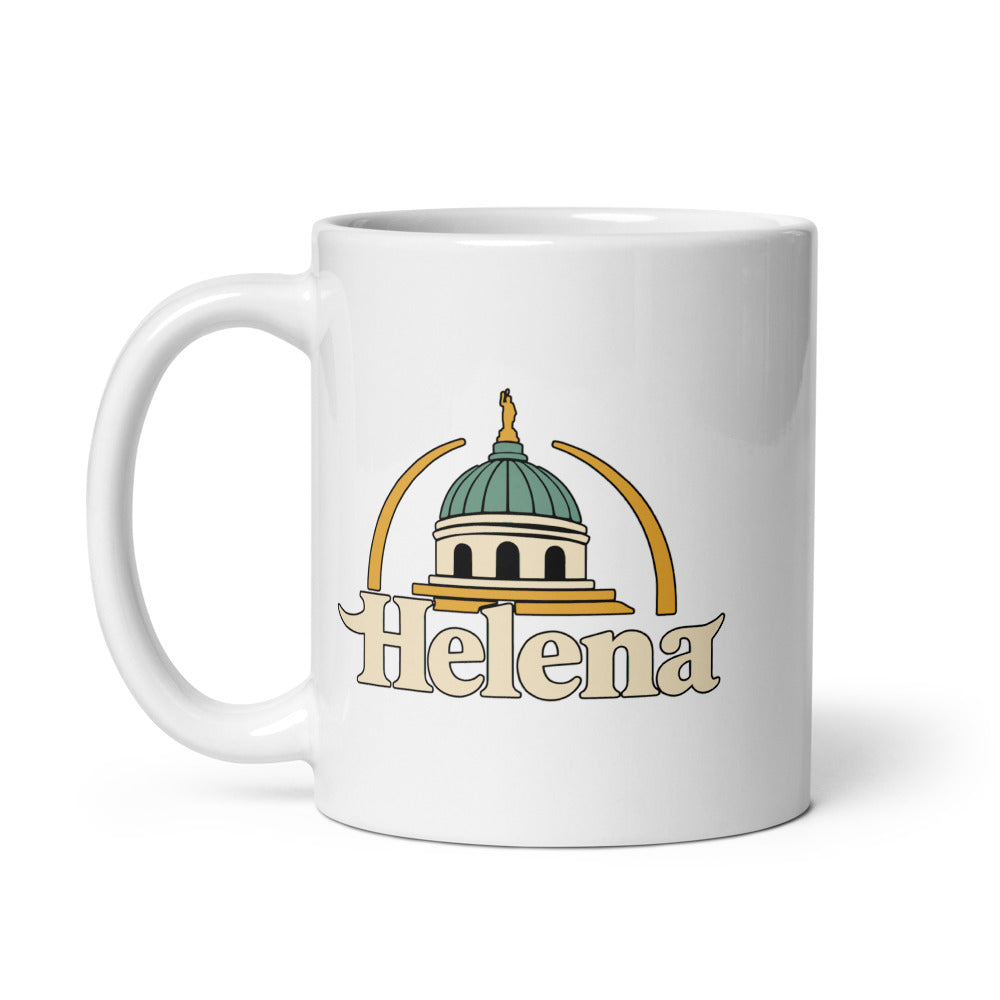 Helena — white mug, 11 oz, left side, logo on both sides