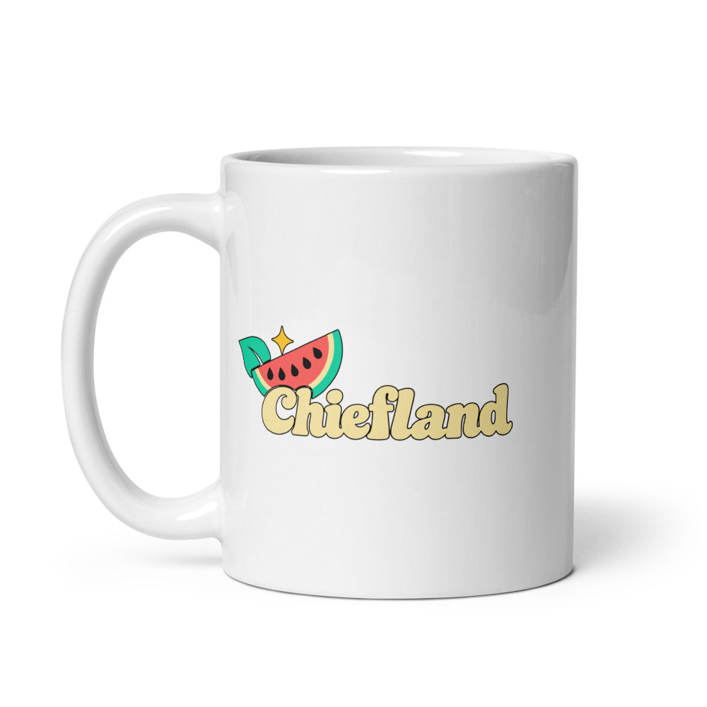 Chiefland — white mug, 11 oz, left side, logo on both sides