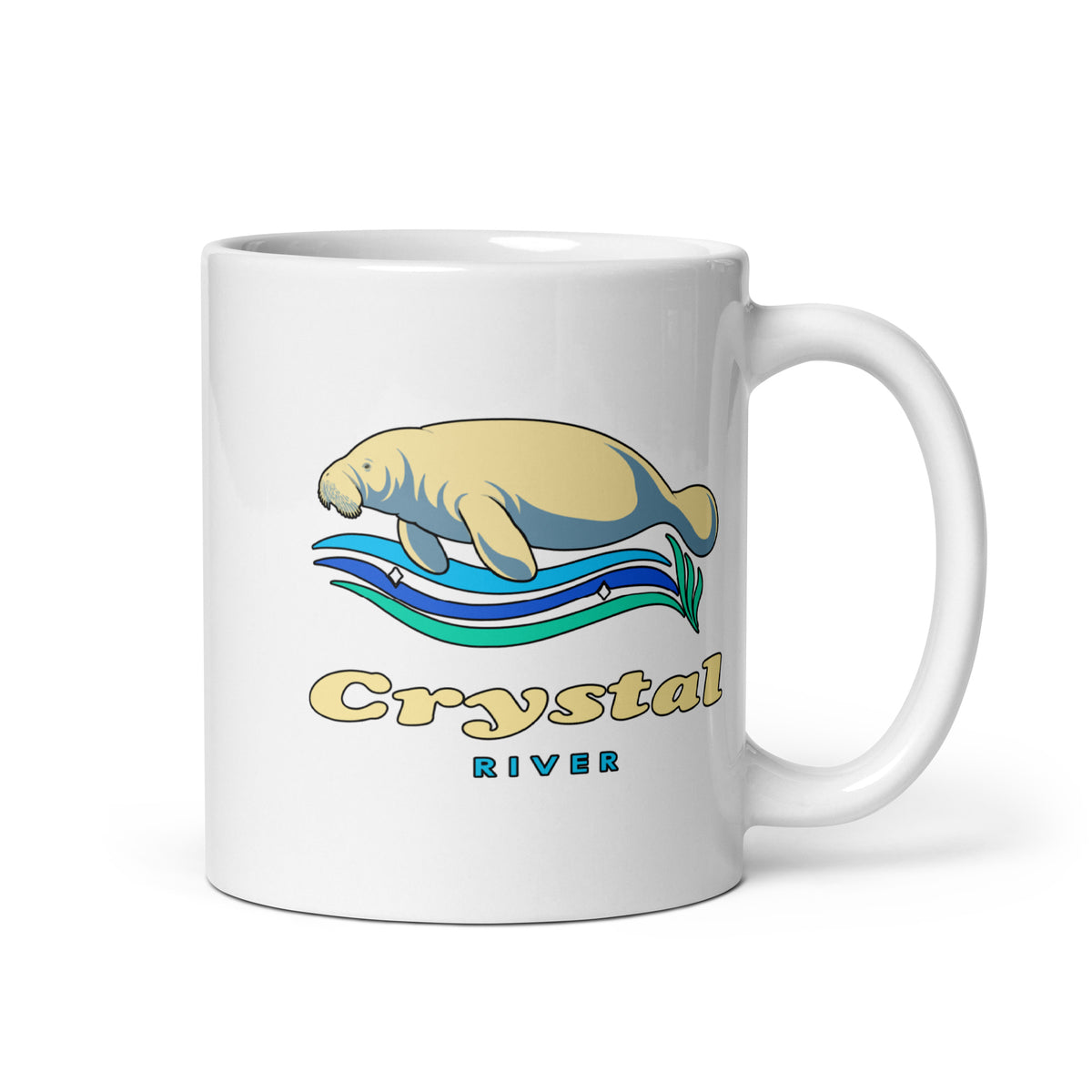 Crystal River — White mug, 11 oz, right side, logo on both sides