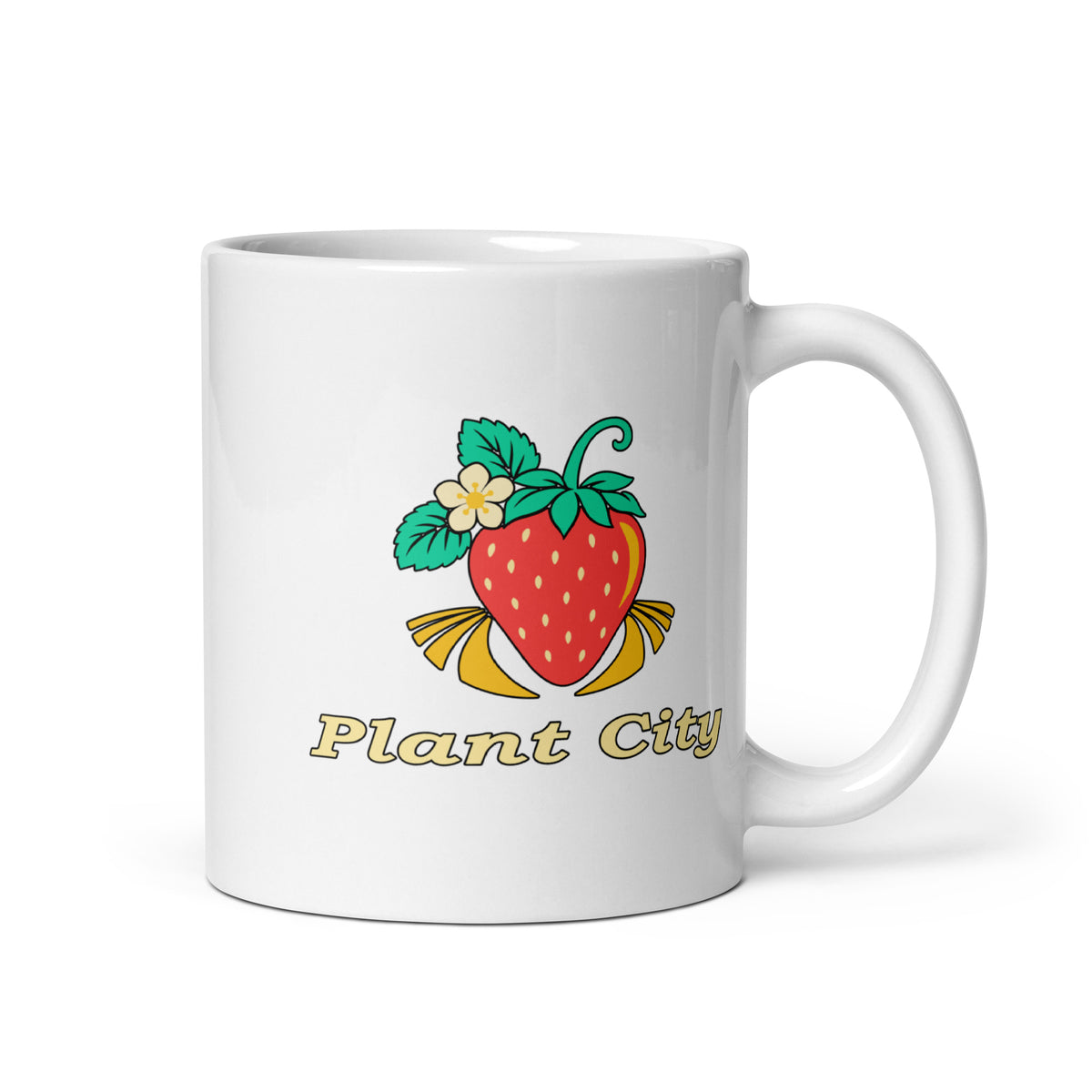 Plant City — White mug, 11 oz, right side, logo on both sides