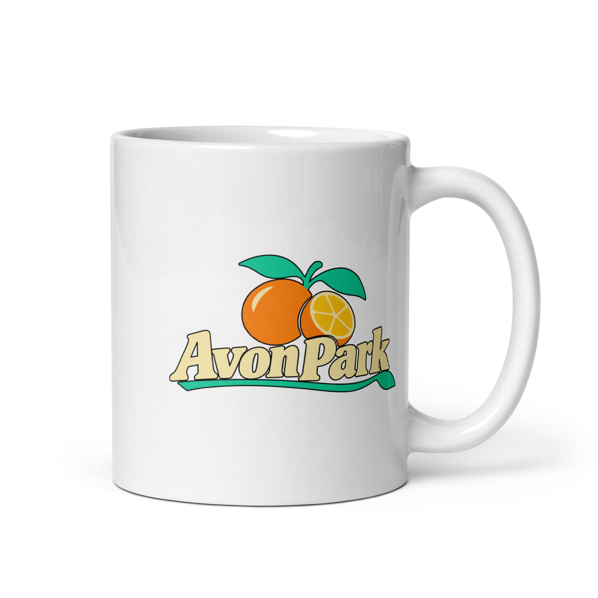 Avon Park — White mug, 11 oz, right side, logo on both sides