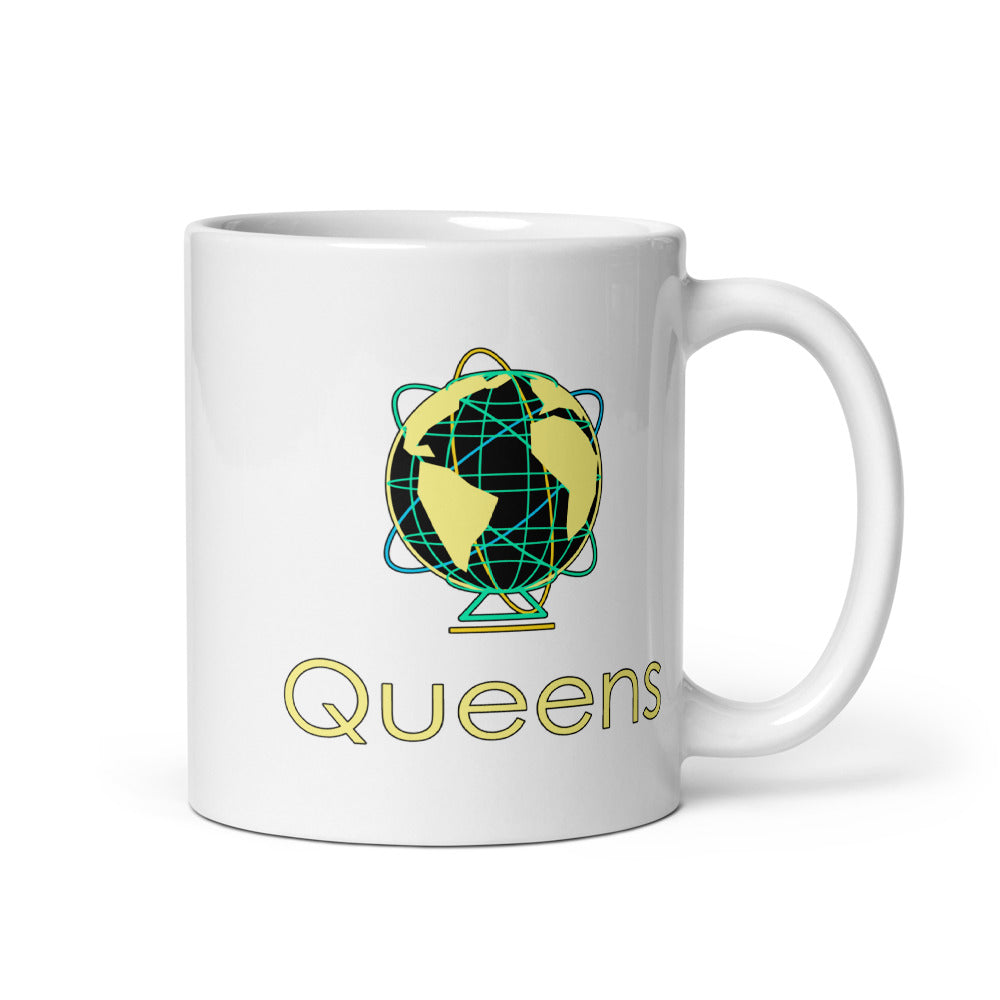 Queens — white mug, 11 oz, right side, logo on both sides