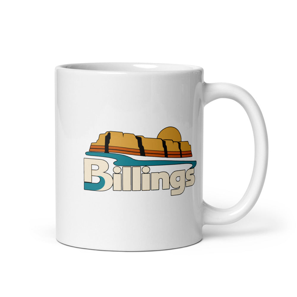 Billings — white mug, 11 oz, right side, logo on both sides