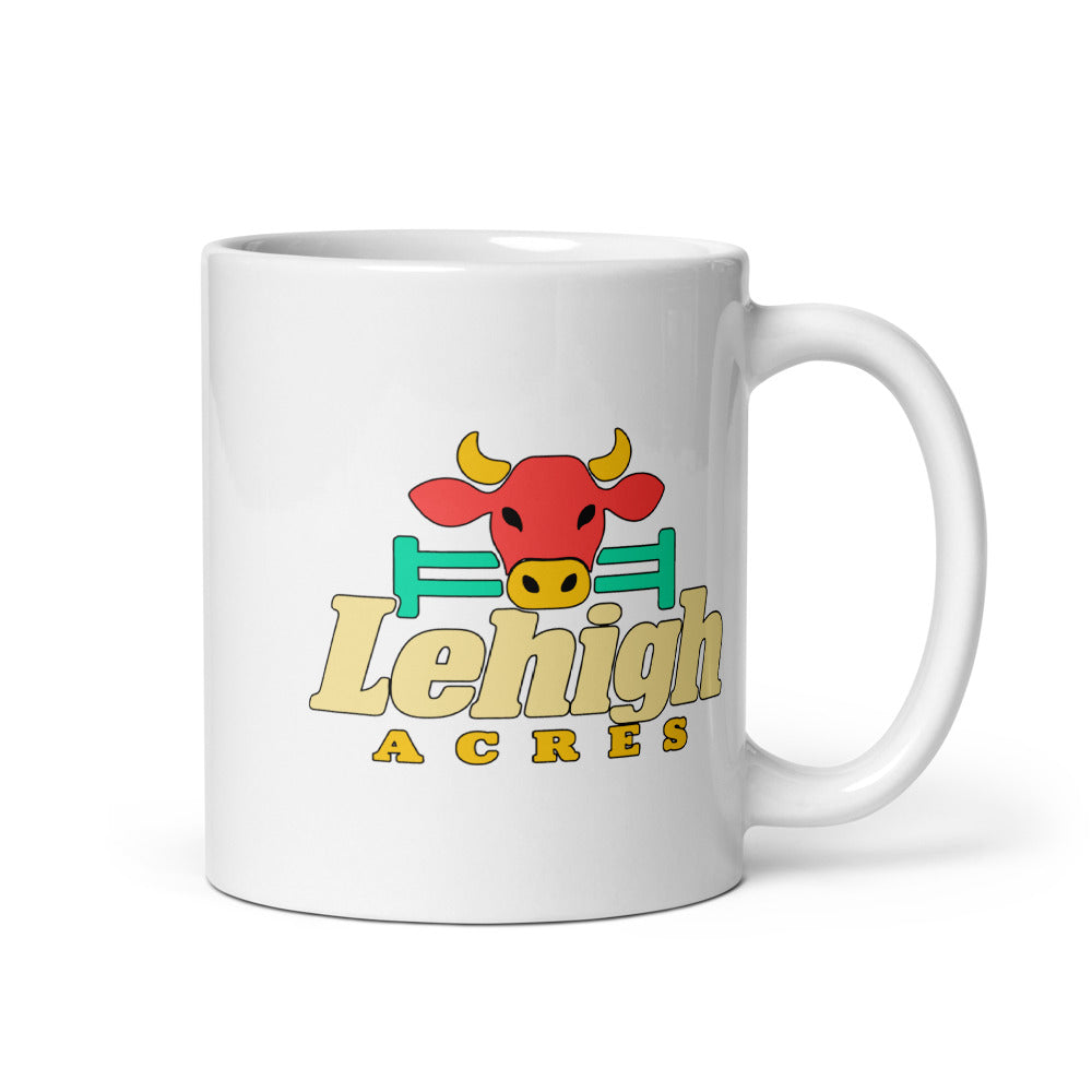 Lehigh Acres — white mug, 11 oz, right side, logo on both sides