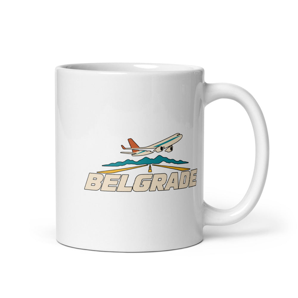 Belgrade — white mug, 11 oz, right side, logo on both sides