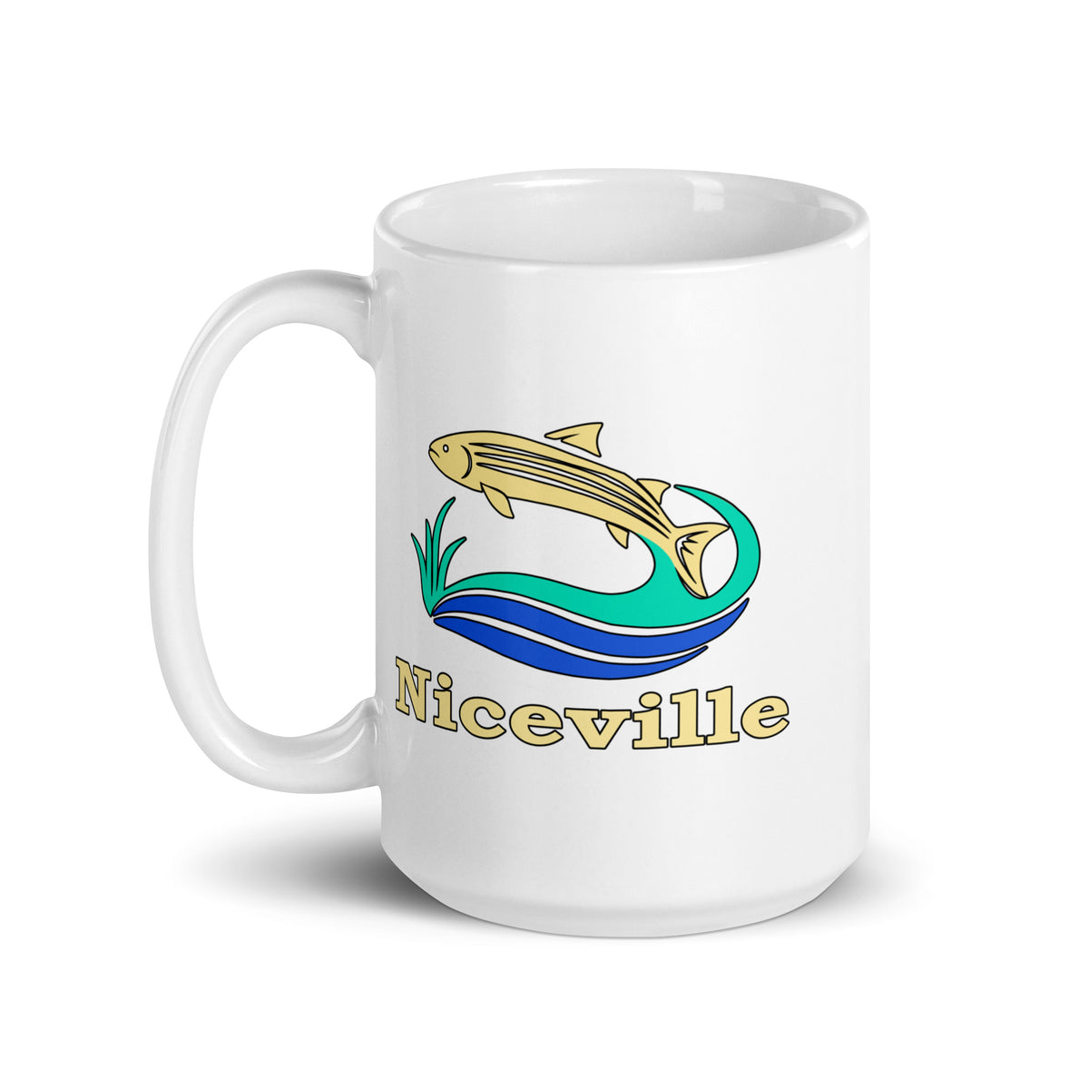 Niceville — White mug, 15 oz, left side, logo on both sides