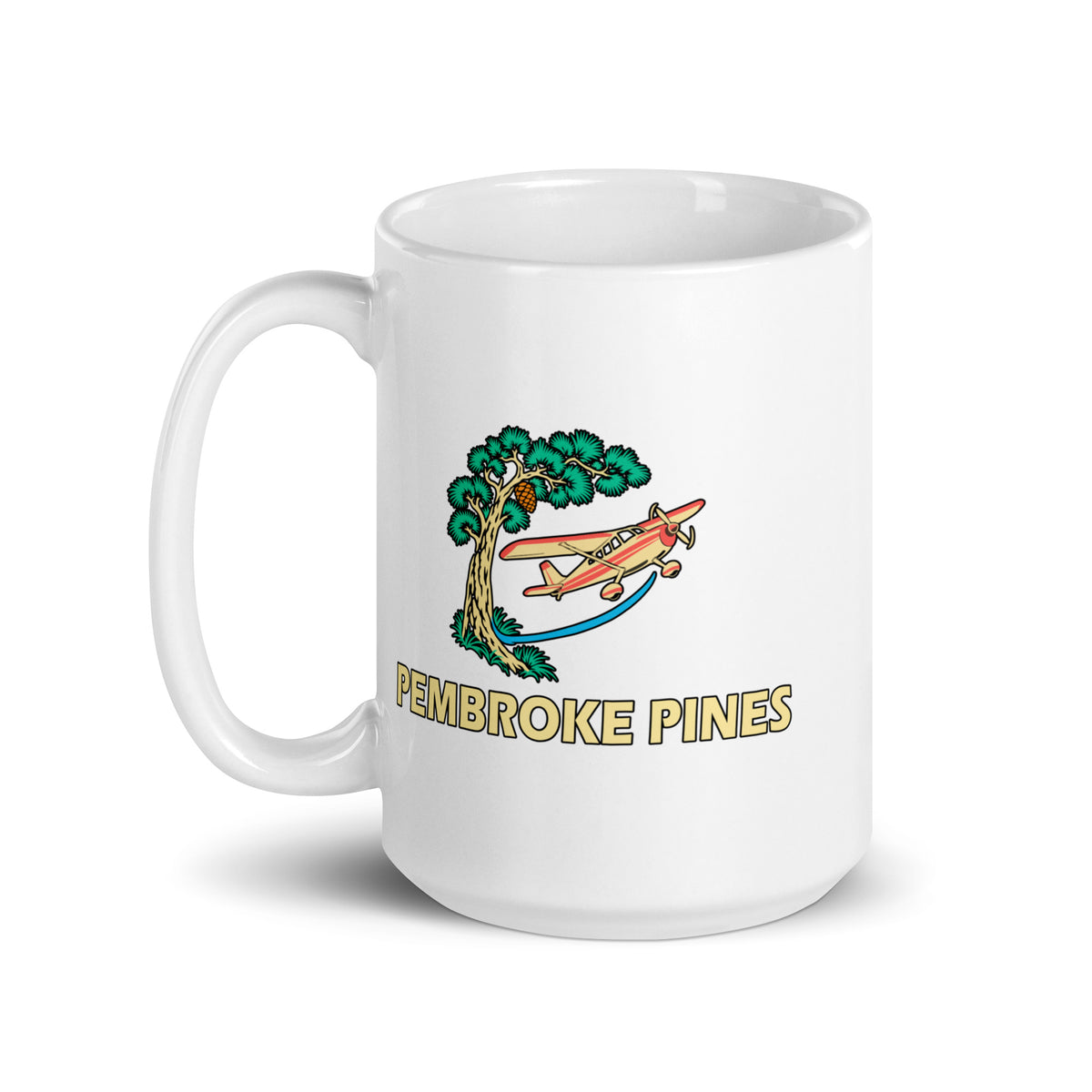 Pembroke Pines — White mug, 15 oz, left side, logo on both sides