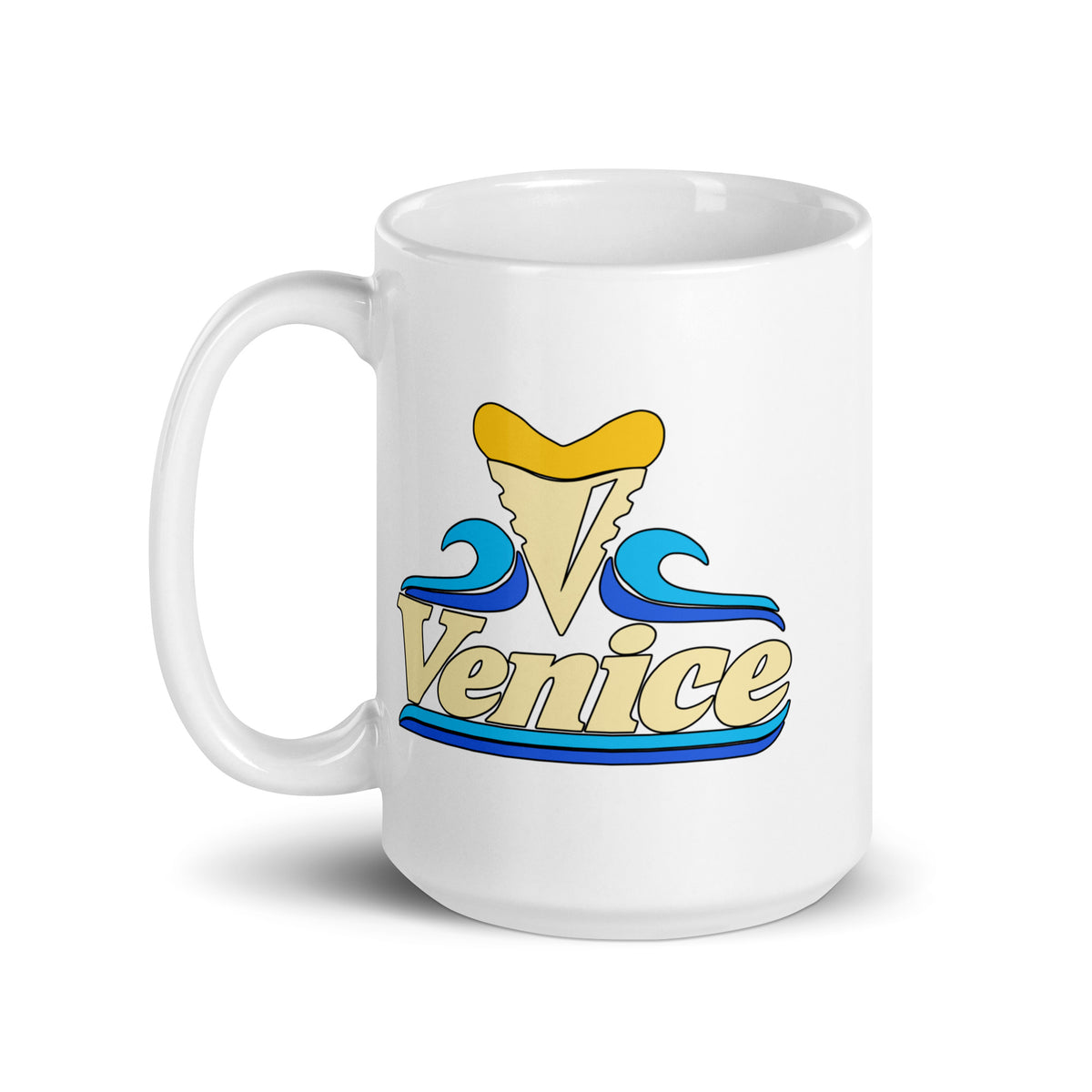Venice — White mug, 15 oz, left side, logo on both sides