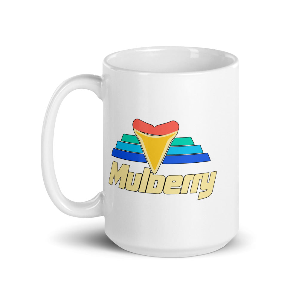 Mulberry — white mug, 15 oz, left side, logo on both sides