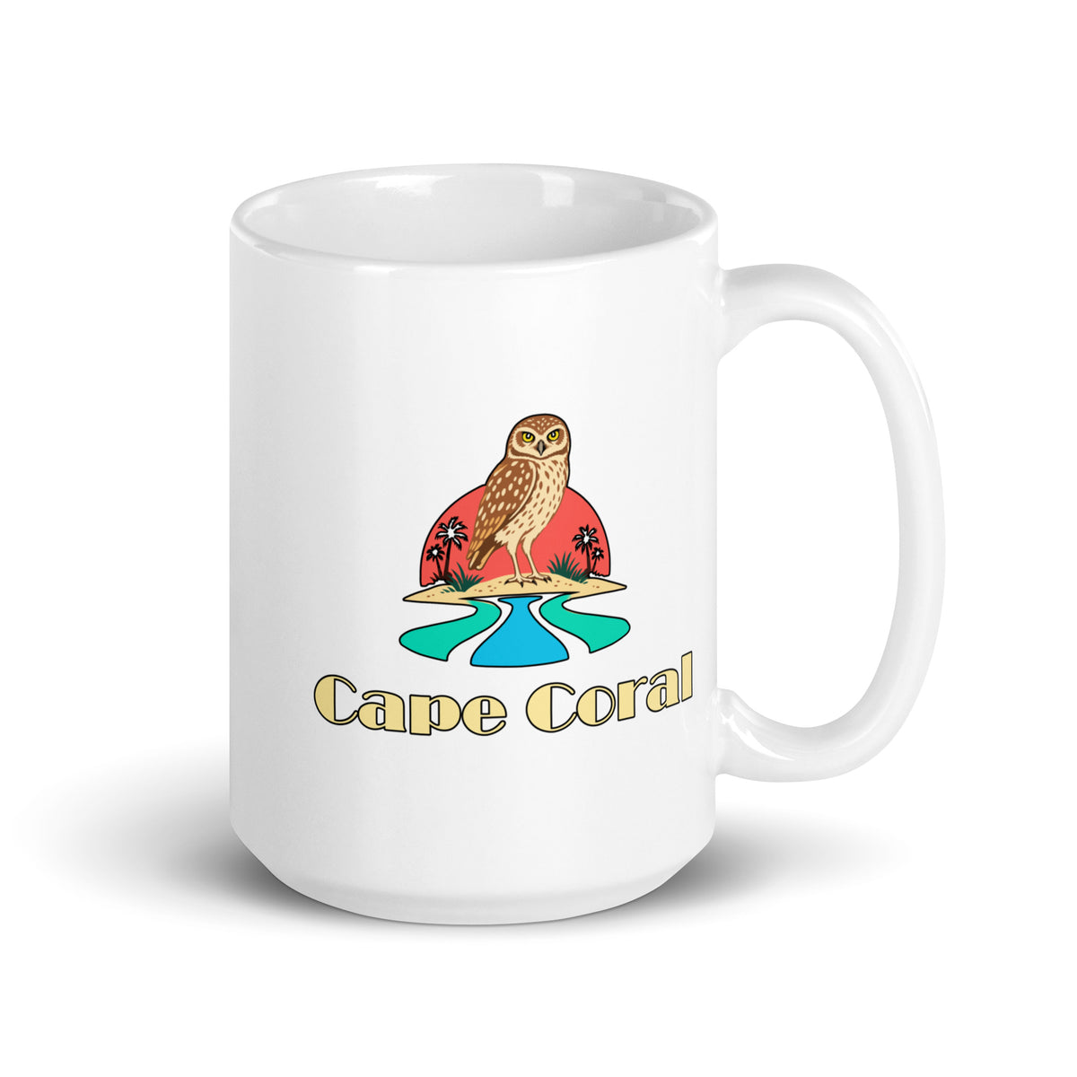 Cape Coral — White mug, 15 oz, right side, logo on both sides