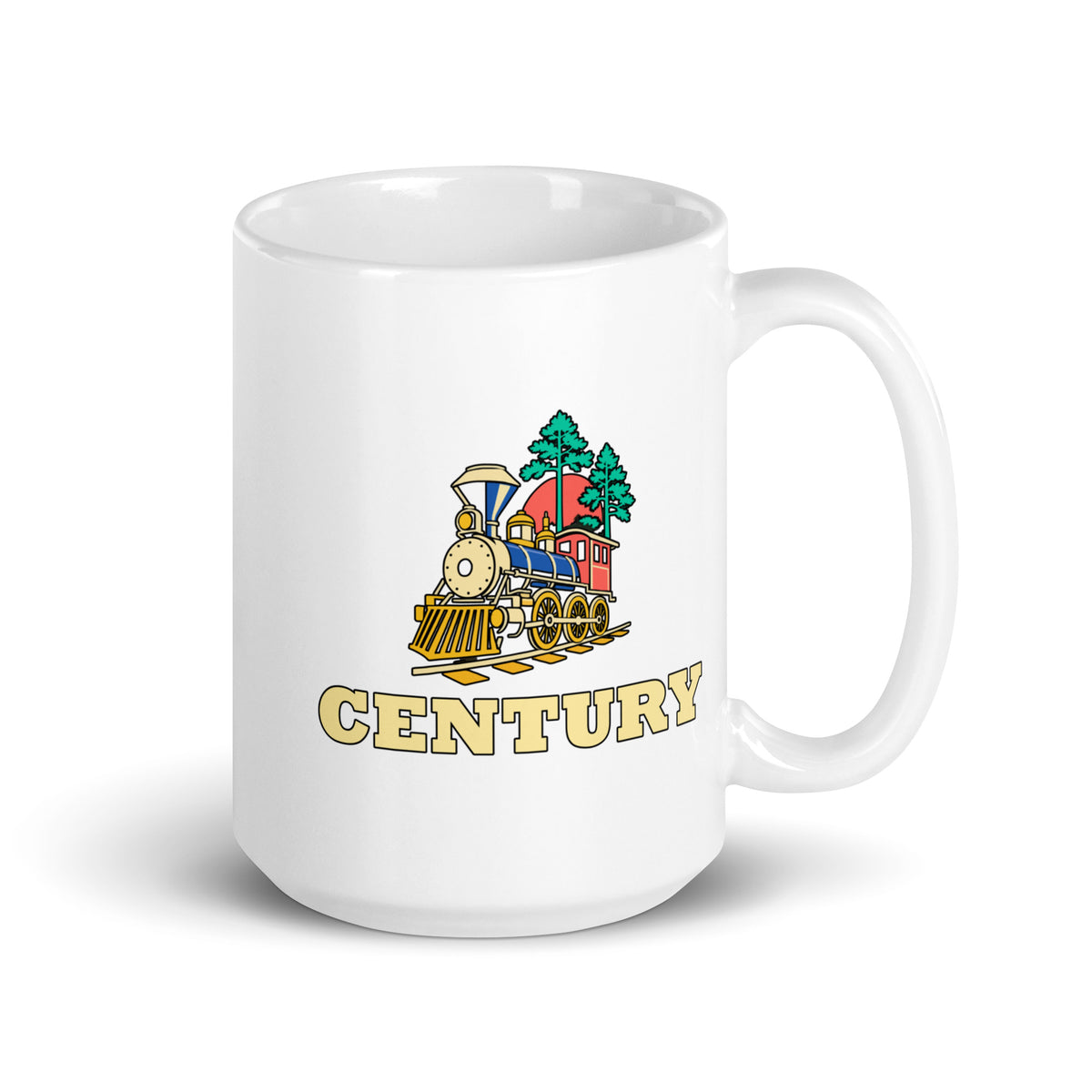 Century — White mug, 15 oz, right side, logo on both sides